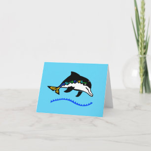 Cute DOLPHIN - Animal graphic - Blue Card
