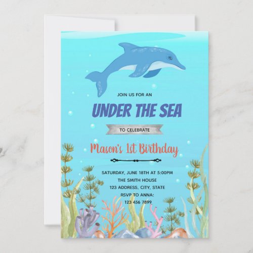 Cute dolphin birthday shower theme holiday card