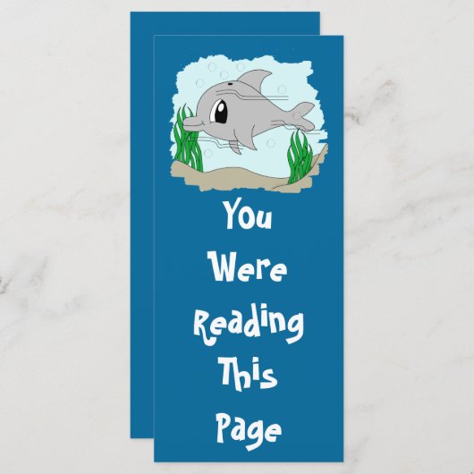 Cute Dolphin Bookmark Template (Front/Back)