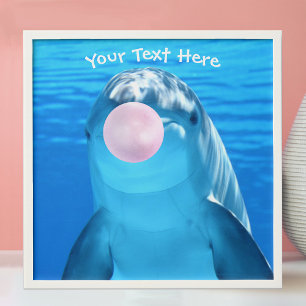Cute Dolphin, Bubble Gum Bubble, Name or Message Peel And Stick Photo Tile
