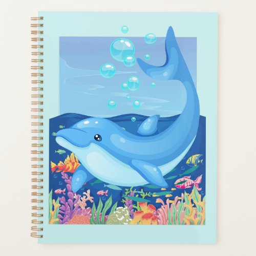 Cute Dolphin Bubbles Sea Life Planner Book