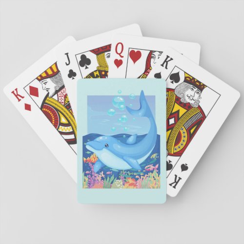Cute Dolphin Bubbles Sea Life Playing Cards