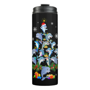 Cute Dolphin Christmas Tree Pet Dolphin Lover Thermal Tumbler