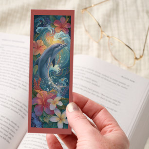 Cute Dolphin Coastal Flowers Bookmarks