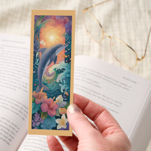 Cute Dolphin Coastal Flowers Bookmarks