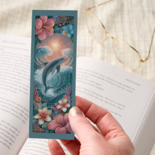Cute Dolphin Coastal Flowers Bookmarks