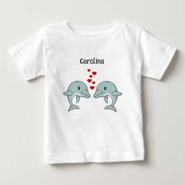 Cute Dolphin Couple Personalized Gift  Baby T-Shirt (Front)