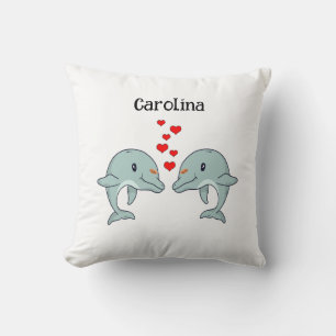 Cute Dolphin Couple Personalized Gift Throw Pillow