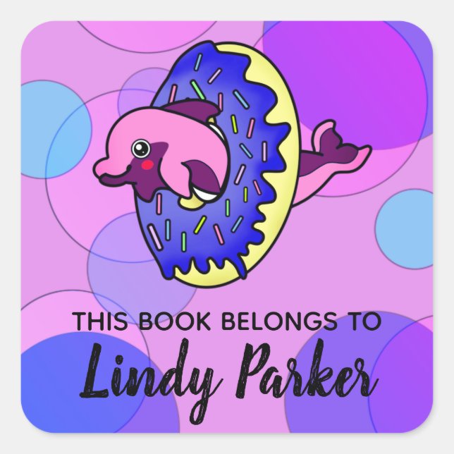 Cute Dolphin Donut in Pastel Colours Bookplate (Front)