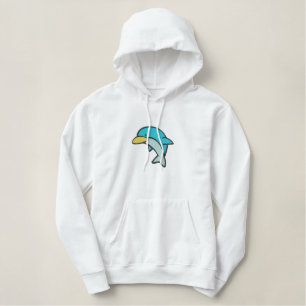 cute dolphin embroidered hoodie