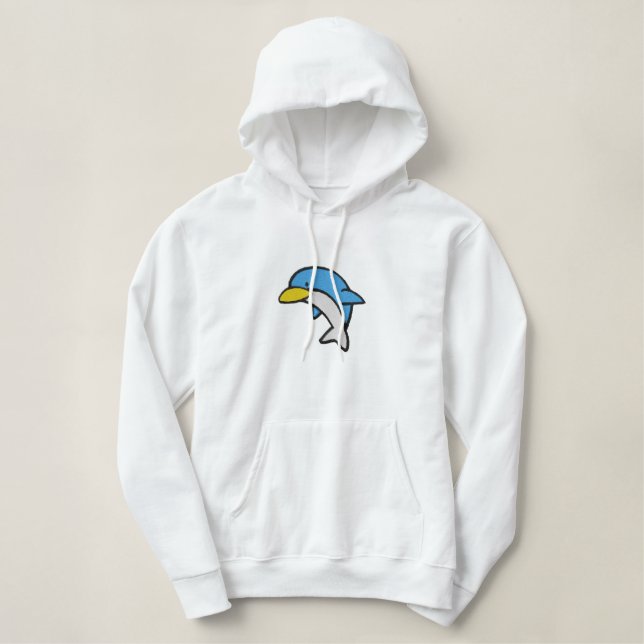 cute dolphin embroidered hoodie (Design Front)