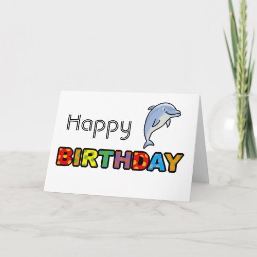 Cute dolphin happy birthday card