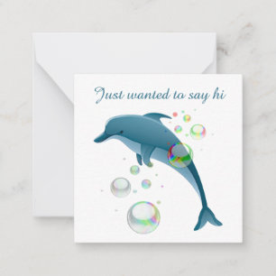 Cute dolphin hello sentiment note card
