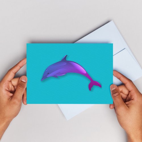 Cute  dolphin in pink purple postcard