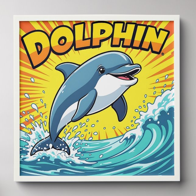 Cute Dolphin jumping out of the Ocean Peel And Stick Photo Tile (Front Set)