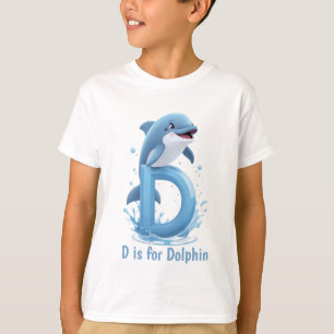 Cute Dolphin Kids T-Shirt D is for Dolphin Alpha
