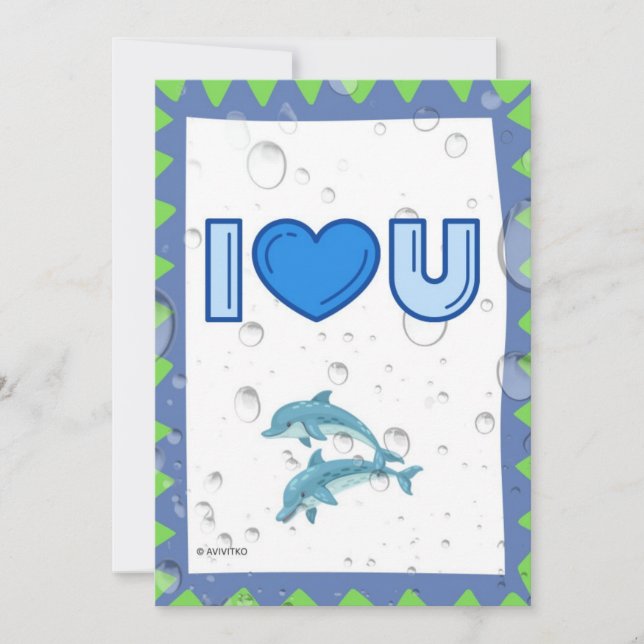 Cute dolphin love you card for a loved one (Front)