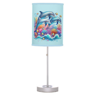 Cute dolphin lovers beach style table lamp