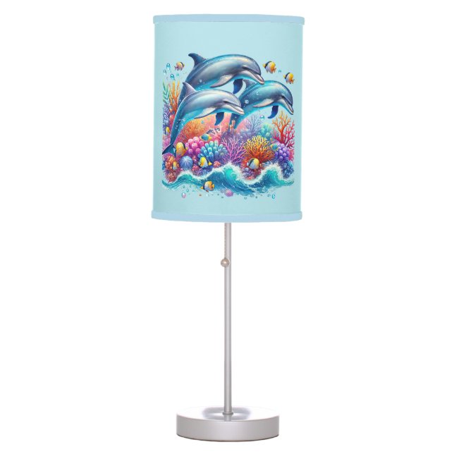 Cute dolphin lovers beach style  table lamp (Front)