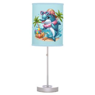 Cute dolphin lovers beach style table lamp