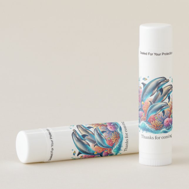 Cute dolphin lovers party  lip balm (Front)