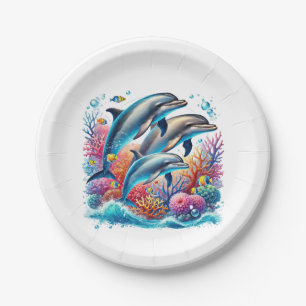 Cute dolphin lovers party paper plates