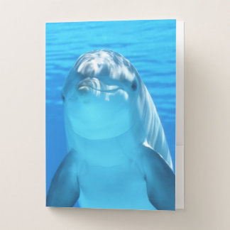Cute Dolphin Marine Animal in Blue Sea Pocket Folder