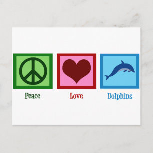 Cute Dolphin Mascot Peace Love Dolphins Postcard