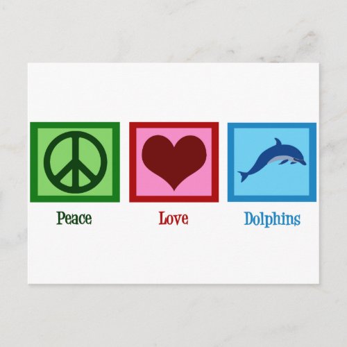 Cute Dolphin Mascot Peace Love Dolphins Postcard