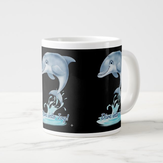 Cute Dolphin Mug – Dive into Joy | Retro Ocean Aes (Front Right)
