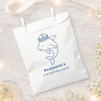 Cute Dolphin, Nautical Birthday Party Personalized Favor Bag
