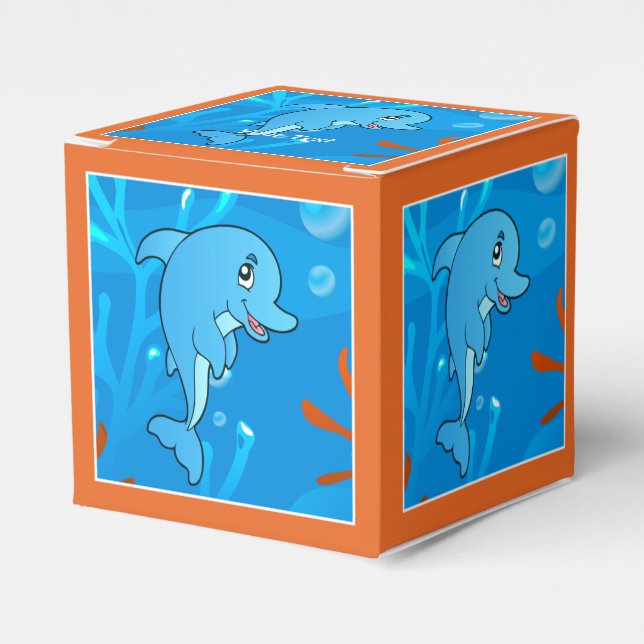 Cute Dolphin Ocean Aquatic Party Favor Box (Front Side)