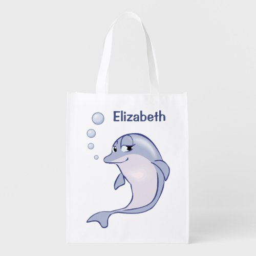 Cute Dolphin Personalized Grocery Bag