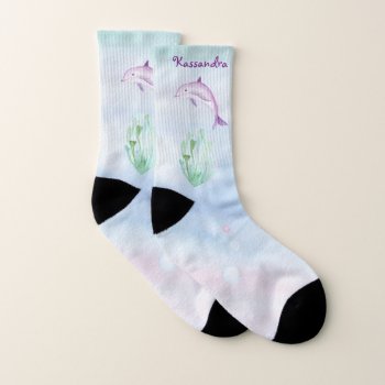 Cute Dolphin Personalized  Socks by TheSillyHippy at Zazzle