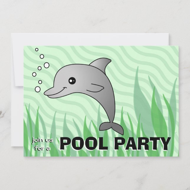 Cute Dolphin Pool Party Invitation (Front)