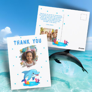 Cute Dolphin Sea Animals Birthday Kid 2 Photo Postcard