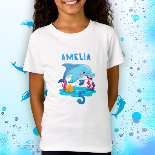 Cute Dolphin Sea Animals Name Birthday T-Shirt