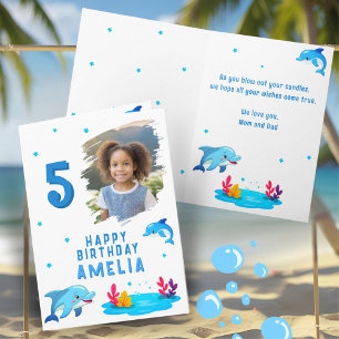 Cute Dolphin Sea Animals Photo Birthday Card
