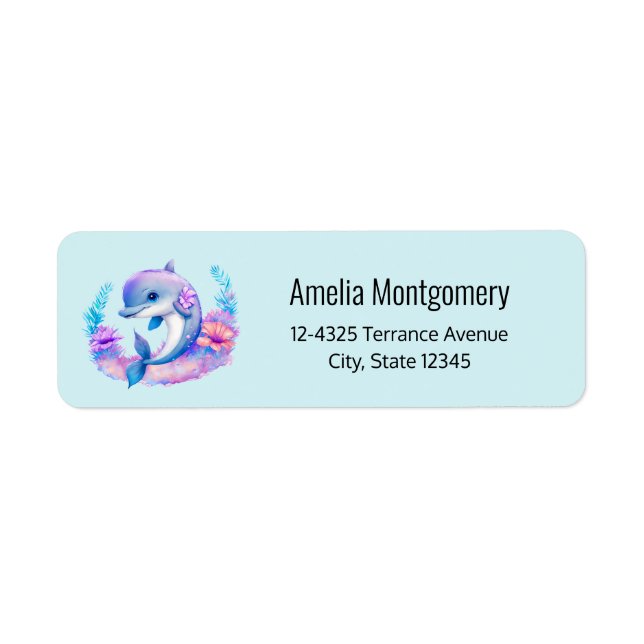 Cute Dolphin Sea Creature Address Label (Front)