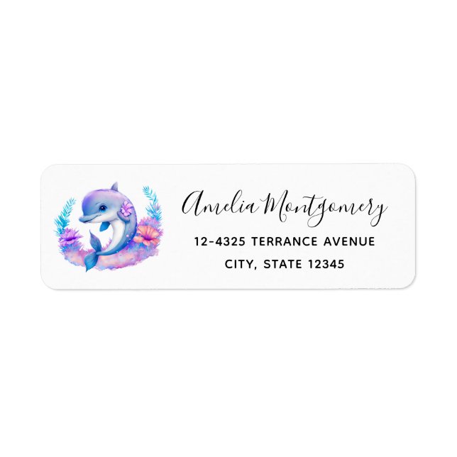 Cute Dolphin Sea Creature Address Label (Front)