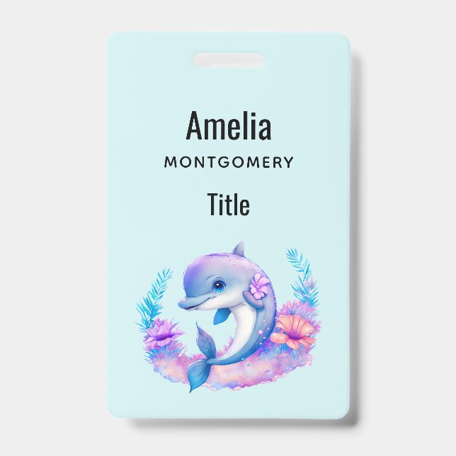 Cute Dolphin Sea Creature Badge (Front)