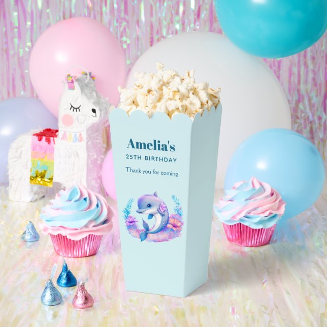 Cute Dolphin Sea Creature Birthday Thank You Favor Boxes (Party)
