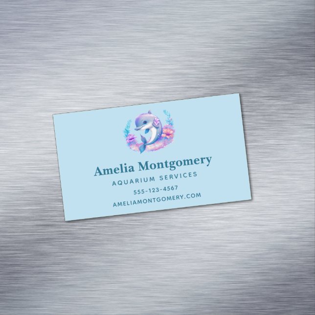 Cute Dolphin Sea Creature Business Card Magnet (In Situ)