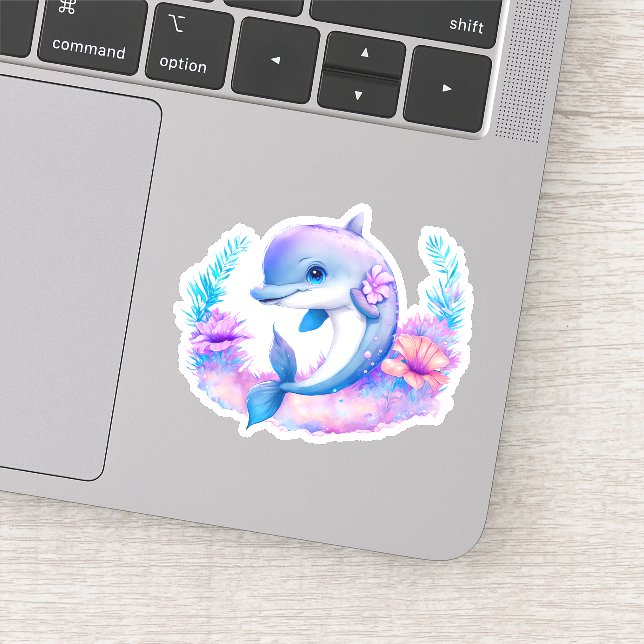 Cute Dolphin Sea Creature Sticker (Detail)