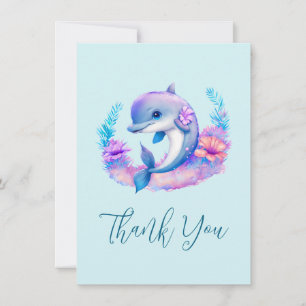 Cute Dolphin Sea Creature Thank You Card
