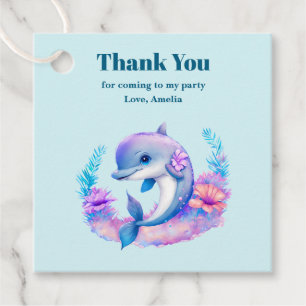 Cute Dolphin Sea Creature Thank You Favor Tags