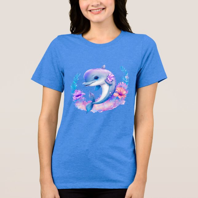 Cute Dolphin Sea Creature Tri-Blend Shirt (Front)