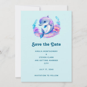 Cute Dolphin Sea Creature Wedding Save The Date