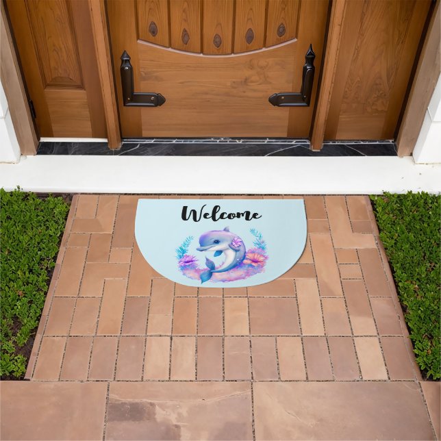 Cute Dolphin Sea Creature Welcome Doormat (Outdoor)