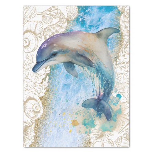 Cute Dolphin Shell Watercolor Tissue Paper